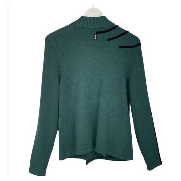 Jamie Sadock Jacket Medium Long Sleeve Sweater Knit Green Modern Golf Medium EUC - Picture 2 of 14